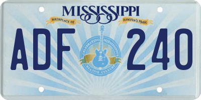 MS license plate ADF240
