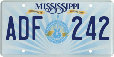 MS license plate ADF242