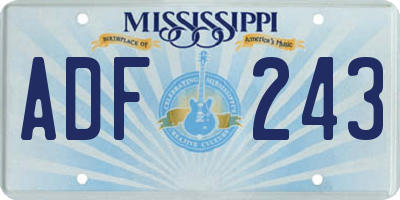 MS license plate ADF243