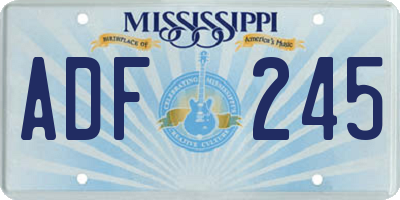 MS license plate ADF245