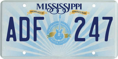 MS license plate ADF247