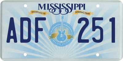 MS license plate ADF251