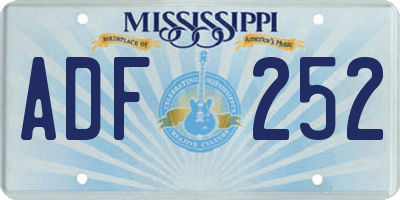 MS license plate ADF252