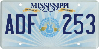 MS license plate ADF253