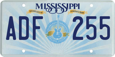 MS license plate ADF255