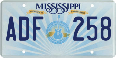 MS license plate ADF258