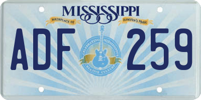 MS license plate ADF259