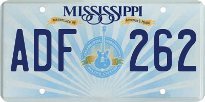 MS license plate ADF262