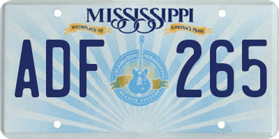 MS license plate ADF265
