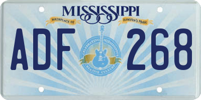 MS license plate ADF268