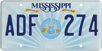 MS license plate ADF274