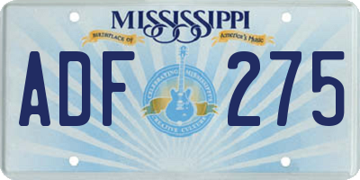MS license plate ADF275