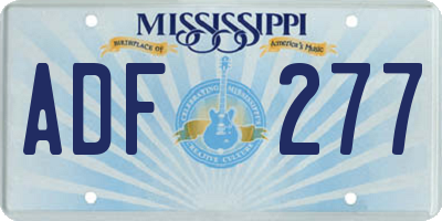 MS license plate ADF277