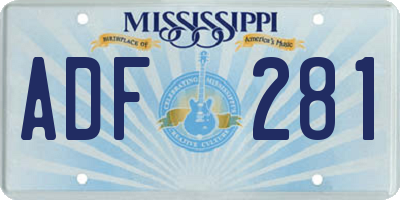MS license plate ADF281