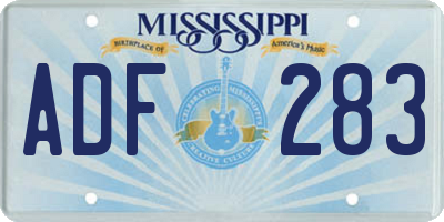 MS license plate ADF283
