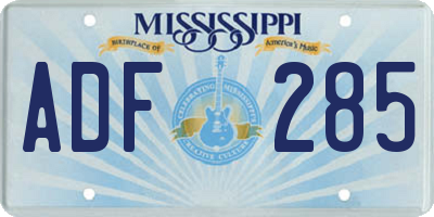 MS license plate ADF285