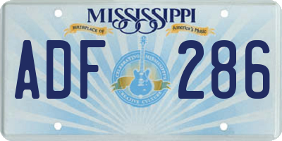 MS license plate ADF286