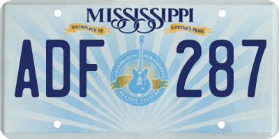 MS license plate ADF287