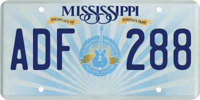 MS license plate ADF288