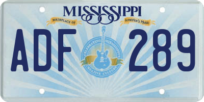 MS license plate ADF289