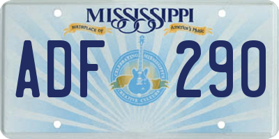 MS license plate ADF290