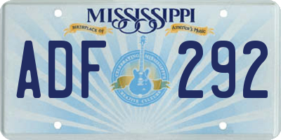MS license plate ADF292