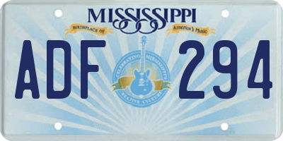 MS license plate ADF294