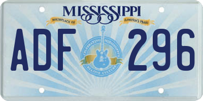 MS license plate ADF296