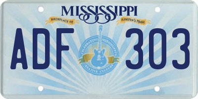 MS license plate ADF303