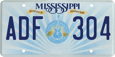 MS license plate ADF304