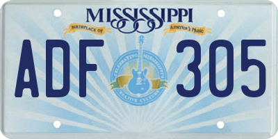 MS license plate ADF305