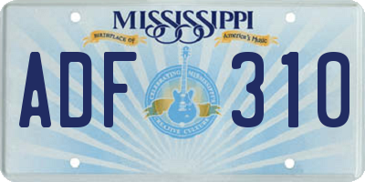 MS license plate ADF310