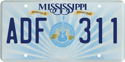 MS license plate ADF311