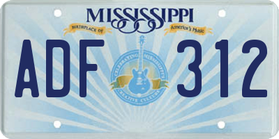 MS license plate ADF312