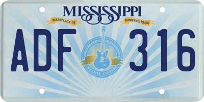 MS license plate ADF316