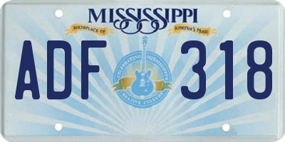 MS license plate ADF318