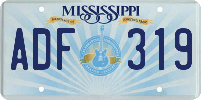 MS license plate ADF319