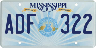 MS license plate ADF322