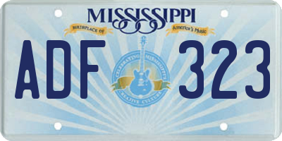 MS license plate ADF323