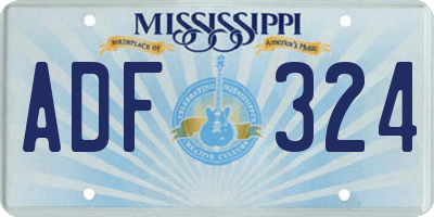 MS license plate ADF324