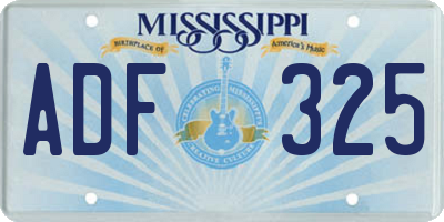 MS license plate ADF325
