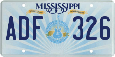 MS license plate ADF326