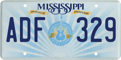 MS license plate ADF329