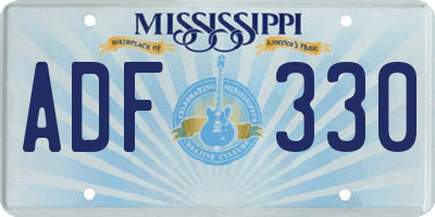 MS license plate ADF330