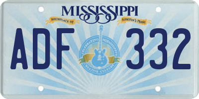 MS license plate ADF332
