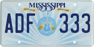 MS license plate ADF333