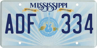 MS license plate ADF334