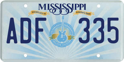 MS license plate ADF335
