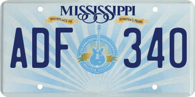 MS license plate ADF340