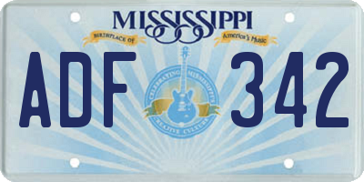 MS license plate ADF342